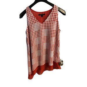 Women's Sleeveless Top ZAC & RACHEL Size M Red and White Dots Two Layers